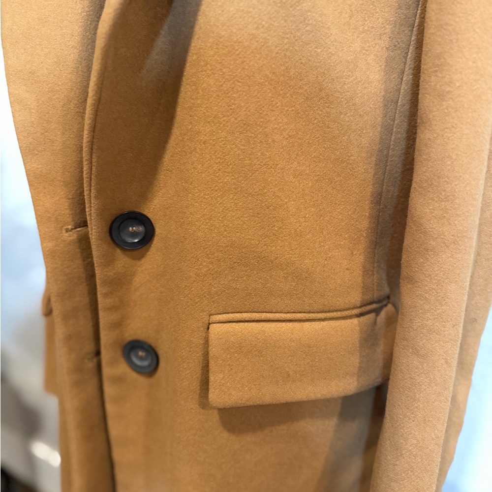 Zara Camel Long Wool Trench Coat - Picture 4 of 7
